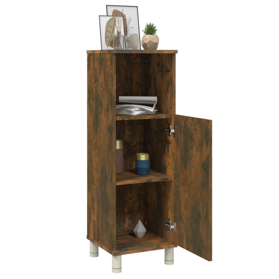 Badkamerkast 30X30X95 Cm Bewerkt Hout Kleurig Gerookt eiken
