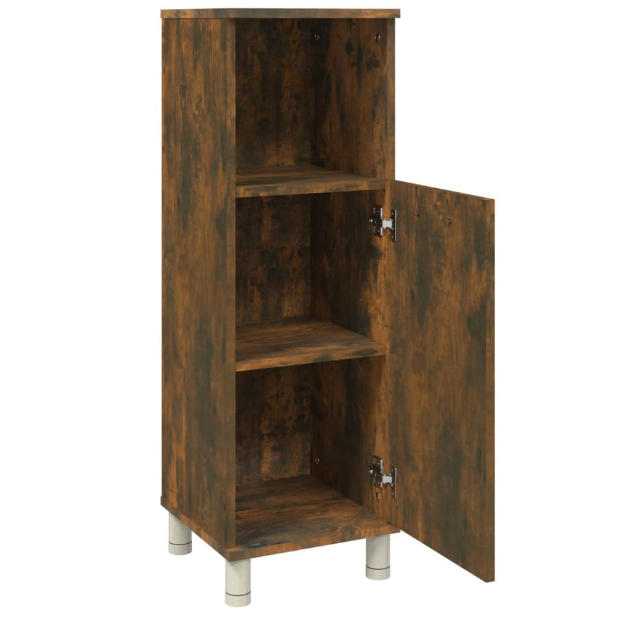Badkamerkast 30X30X95 Cm Bewerkt Hout Kleurig Gerookt eiken
