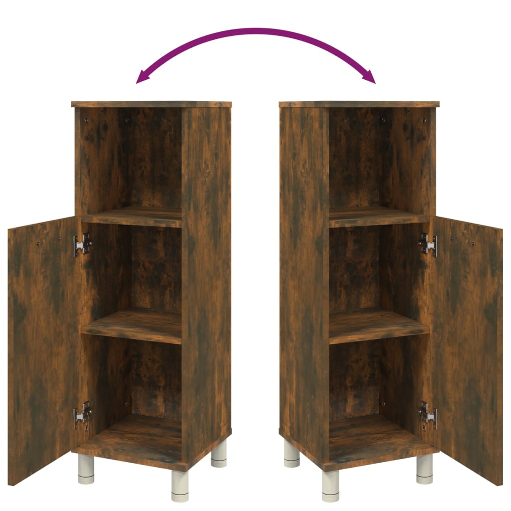 Badkamerkast 30X30X95 Cm Bewerkt Hout Kleurig Gerookt eiken