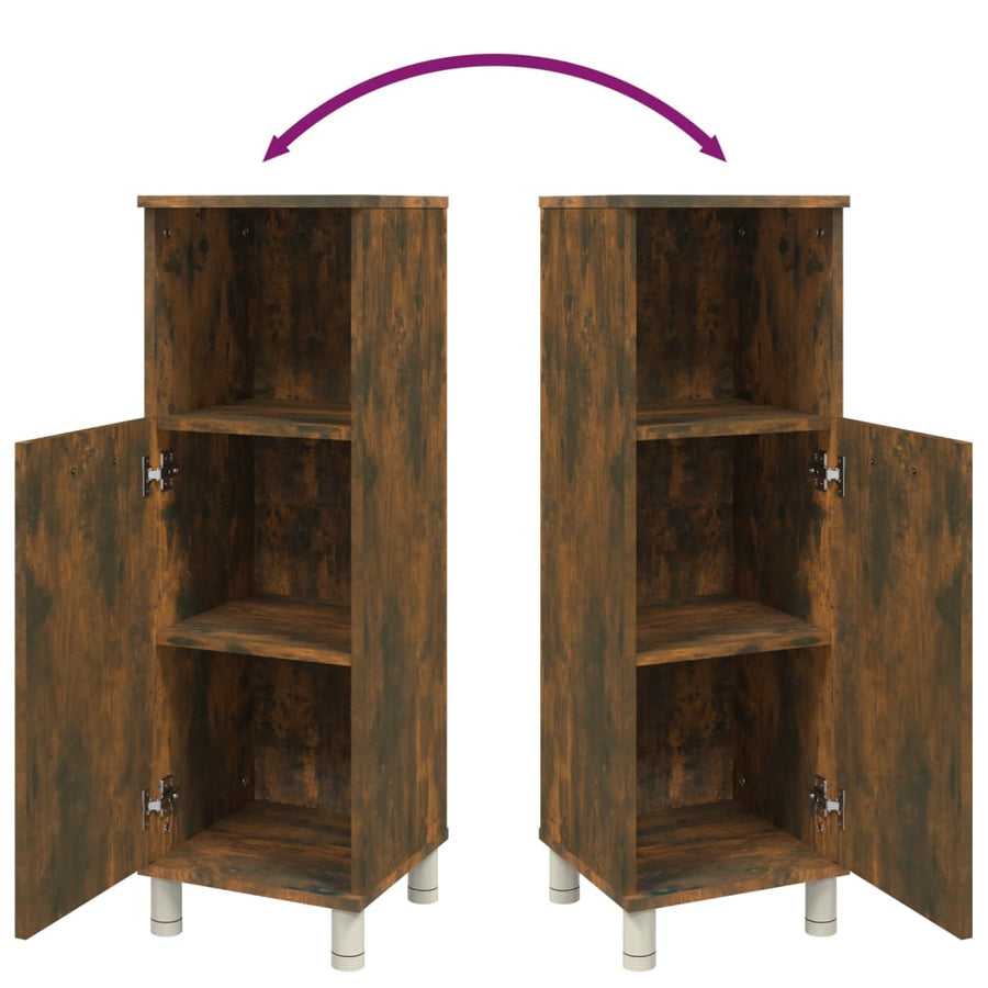 Badkamerkast 30X30X95 Cm Bewerkt Hout Kleurig Gerookt eiken