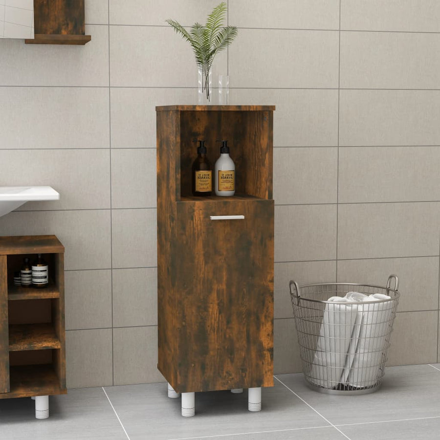 Badkamerkast 30X30X95 Cm Bewerkt Hout Kleurig Gerookt eiken