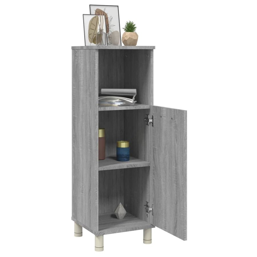 Badkamerkast 30X30X95 Cm Bewerkt Hout Eikenkleurig Grijs sonoma