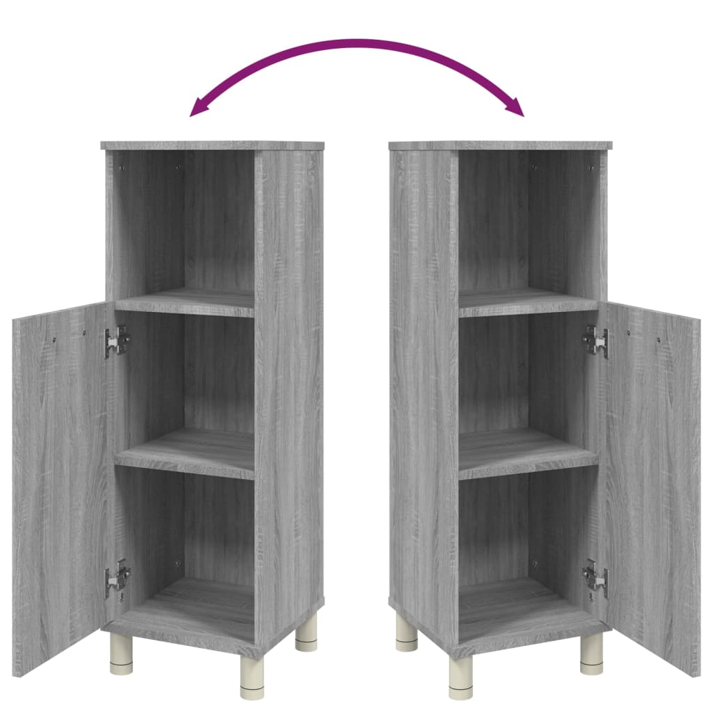 Badkamerkast 30X30X95 Cm Bewerkt Hout Eikenkleurig Grijs sonoma