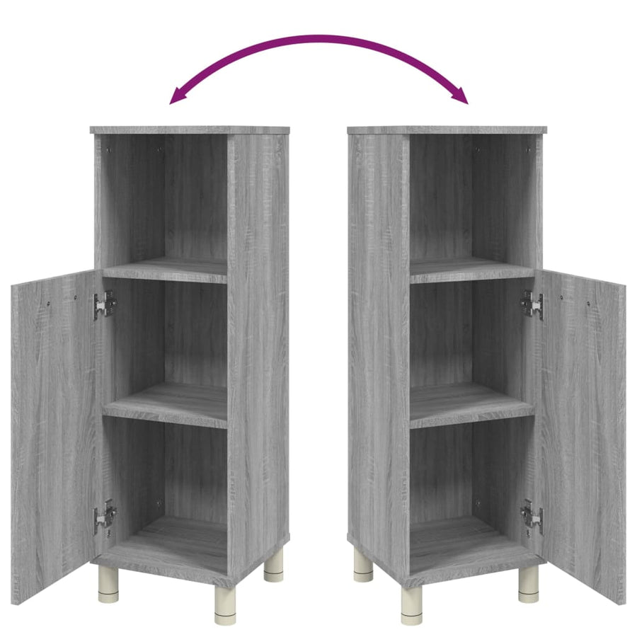 Badkamerkast 30X30X95 Cm Bewerkt Hout Eikenkleurig Grijs sonoma