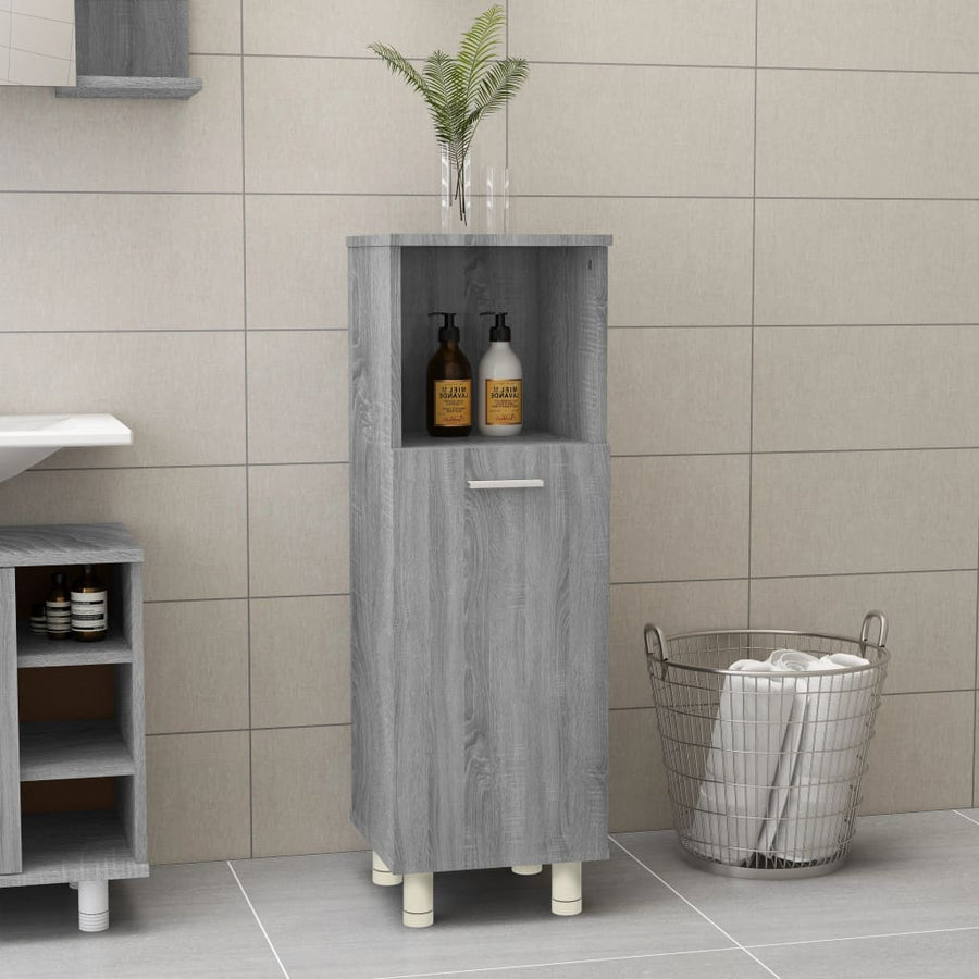 Badkamerkast 30X30X95 Cm Bewerkt Hout Eikenkleurig Grijs sonoma