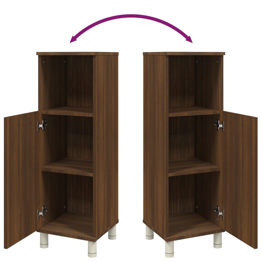 Badkamerkast 30X30X95 Cm Bewerkt Hout Bruin Eikenkleur Bruineiken
