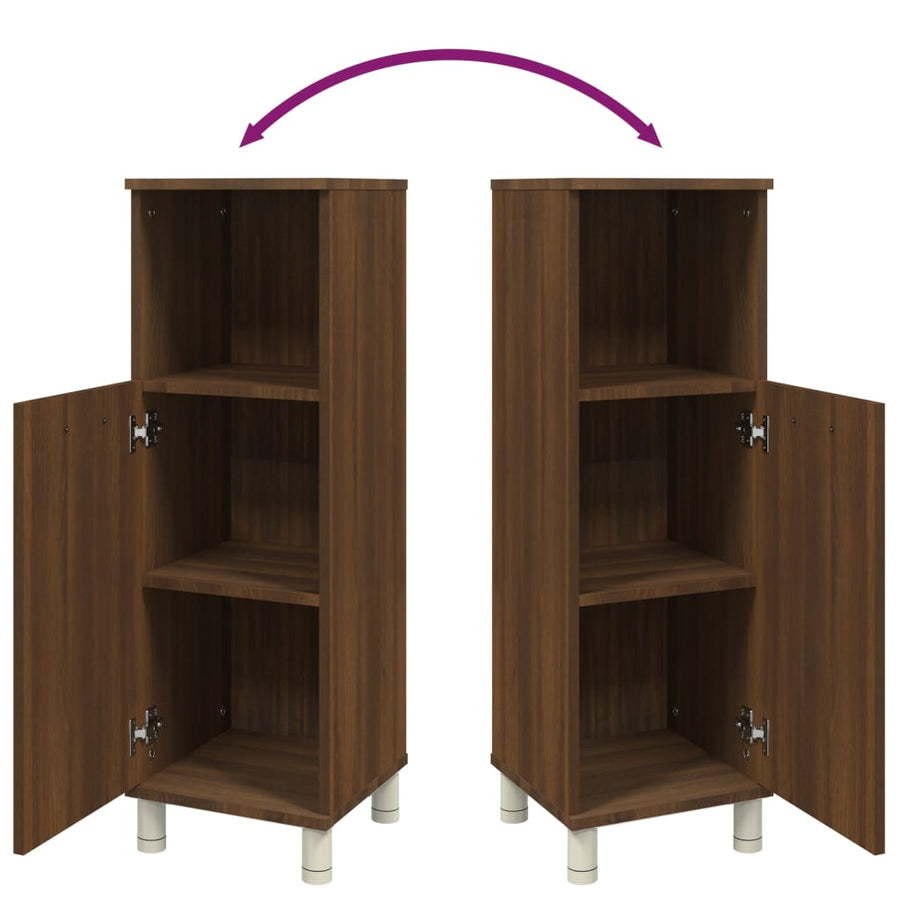 Badkamerkast 30X30X95 Cm Bewerkt Hout Bruin Eikenkleur Bruineiken