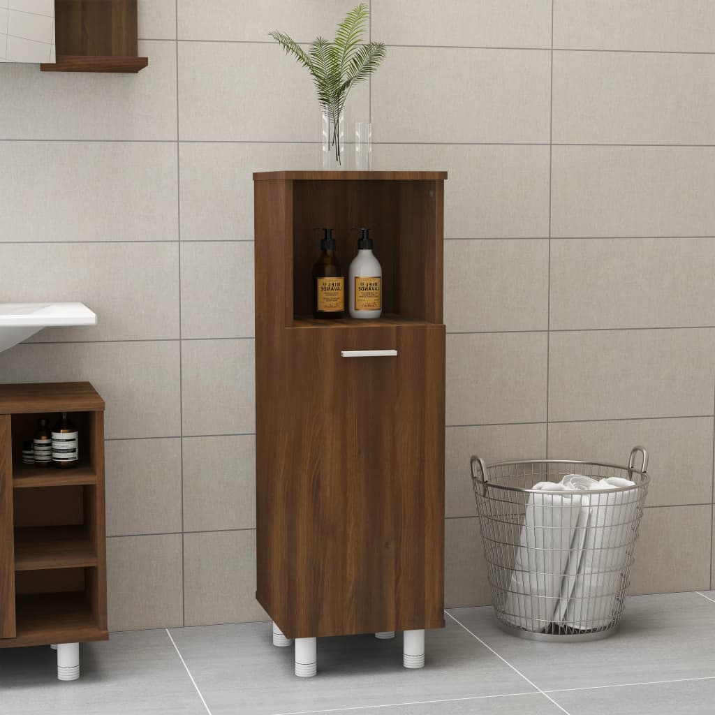 Badkamerkast 30X30X95 Cm Bewerkt Hout Bruin Eikenkleur Bruineiken