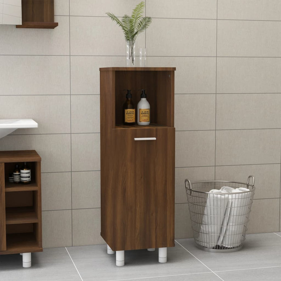 Badkamerkast 30X30X95 Cm Bewerkt Hout Bruin Eikenkleur Bruineiken