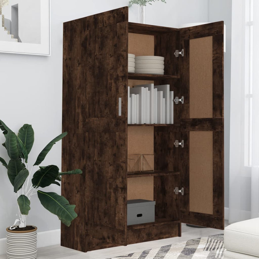 Boekenkast 82,5X30,5X50 Cm Bewerkt Hout Kleurig 82.5 x 30.5 x 150 cm Gerookt eiken