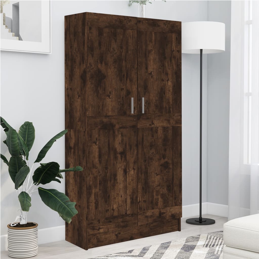 Boekenkast 82,5X30,5X50 Cm Bewerkt Hout Kleurig 82.5 x 30.5 x 150 cm Gerookt eiken