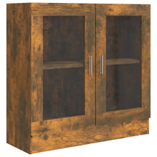Vitrinekast 82,5x30,5x80 cm bewerkt hout gerookt eikenkleurig 82.5 x 30.5 x 80 cm Gerookt eiken