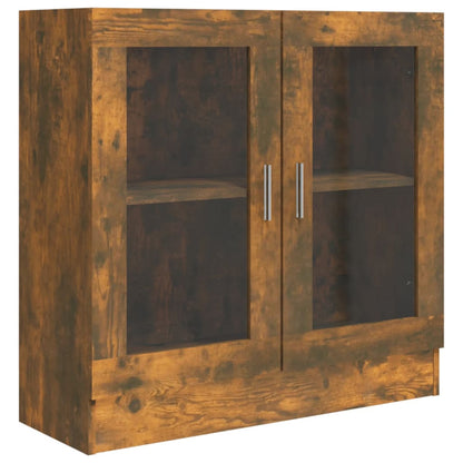 Vitrinekast 82,5x30,5x80 cm bewerkt hout gerookt eikenkleurig 82.5 x 30.5 x 80 cm Gerookt eiken