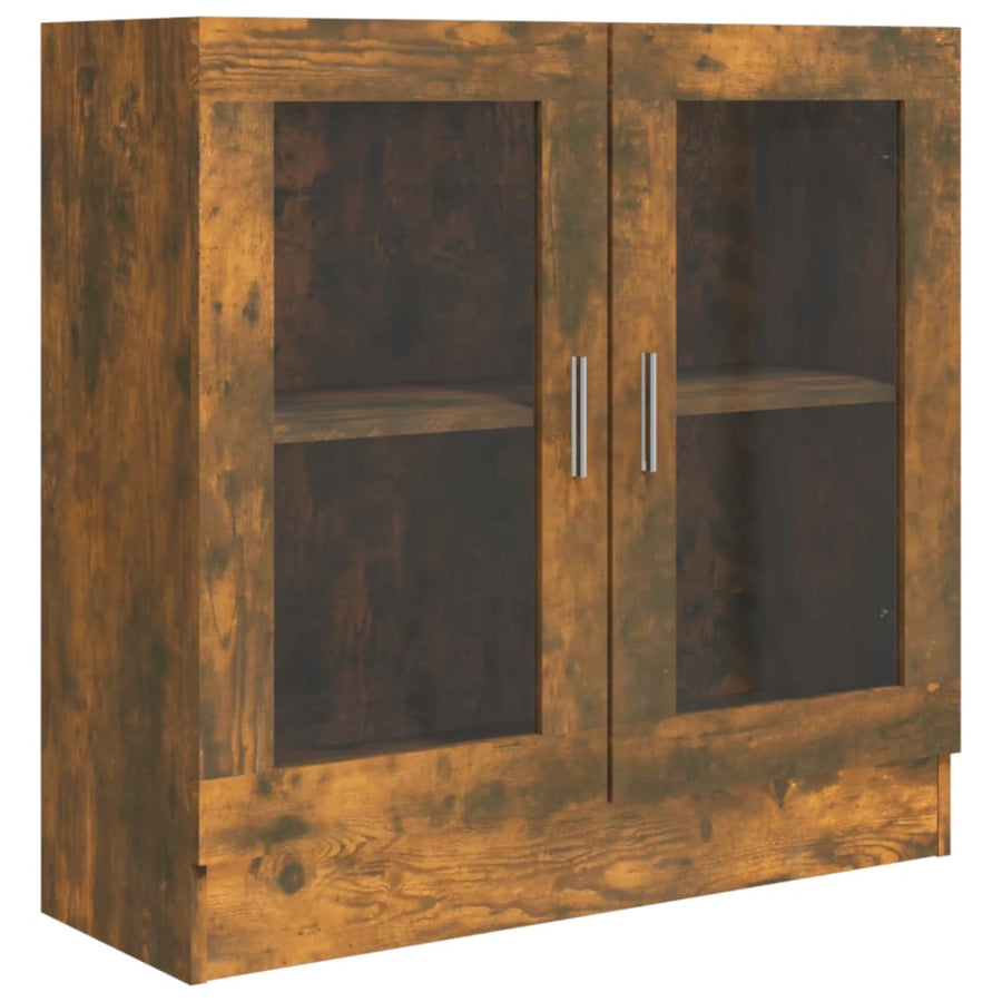 Vitrinekast 82,5x30,5x80 cm bewerkt hout gerookt eikenkleurig 82.5 x 30.5 x 80 cm Gerookt eiken
