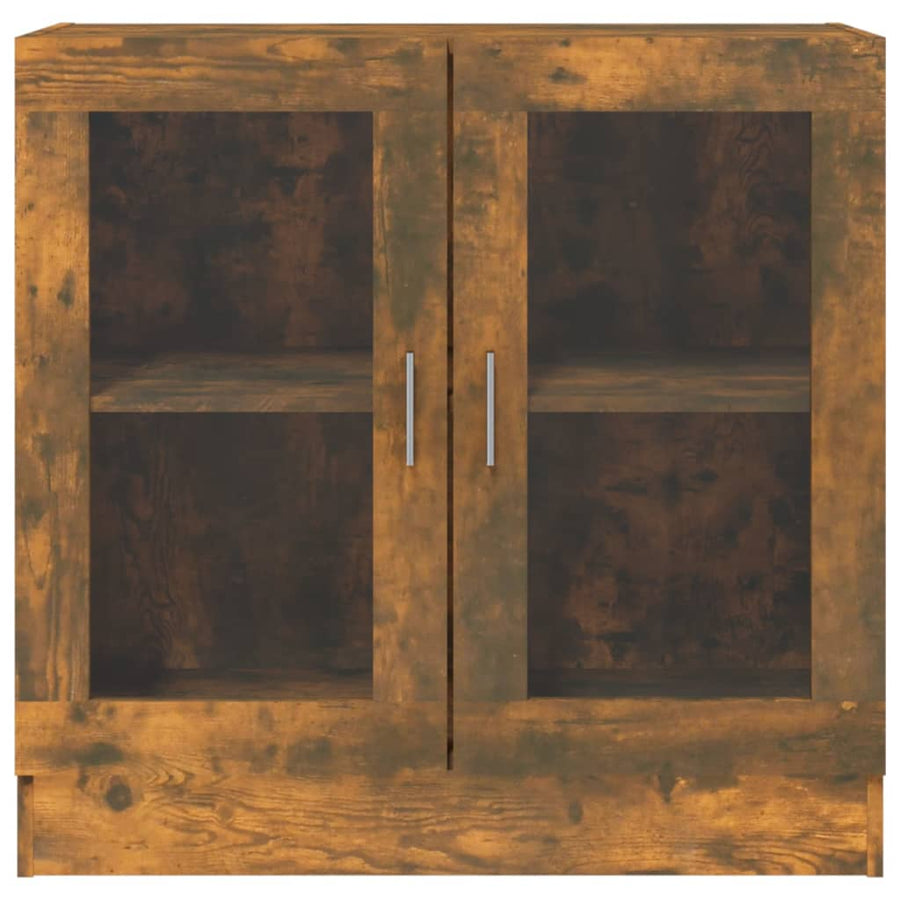 Vitrinekast 82,5x30,5x80 cm bewerkt hout gerookt eikenkleurig 82.5 x 30.5 x 80 cm Gerookt eiken