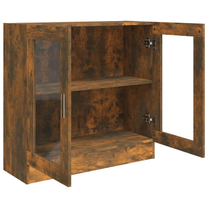 Vitrinekast 82,5x30,5x80 cm bewerkt hout gerookt eikenkleurig 82.5 x 30.5 x 80 cm Gerookt eiken