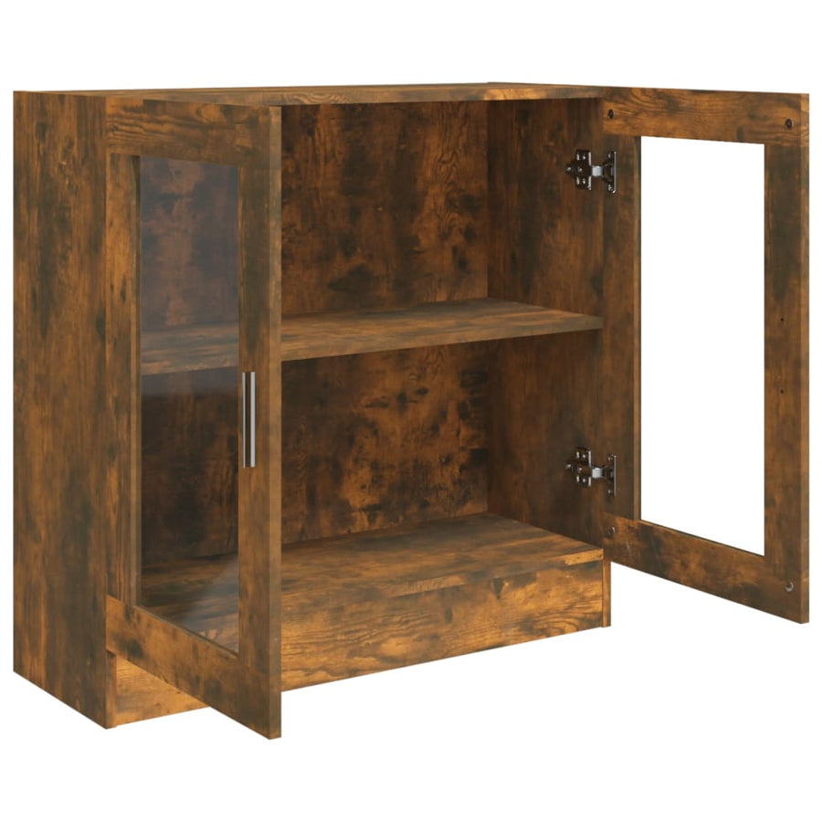 Vitrinekast 82,5x30,5x80 cm bewerkt hout gerookt eikenkleurig 82.5 x 30.5 x 80 cm Gerookt eiken