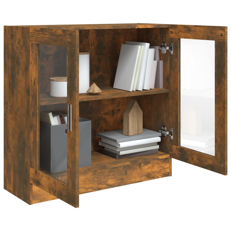 Vitrinekast 82,5x30,5x80 cm bewerkt hout gerookt eikenkleurig 82.5 x 30.5 x 80 cm Gerookt eiken