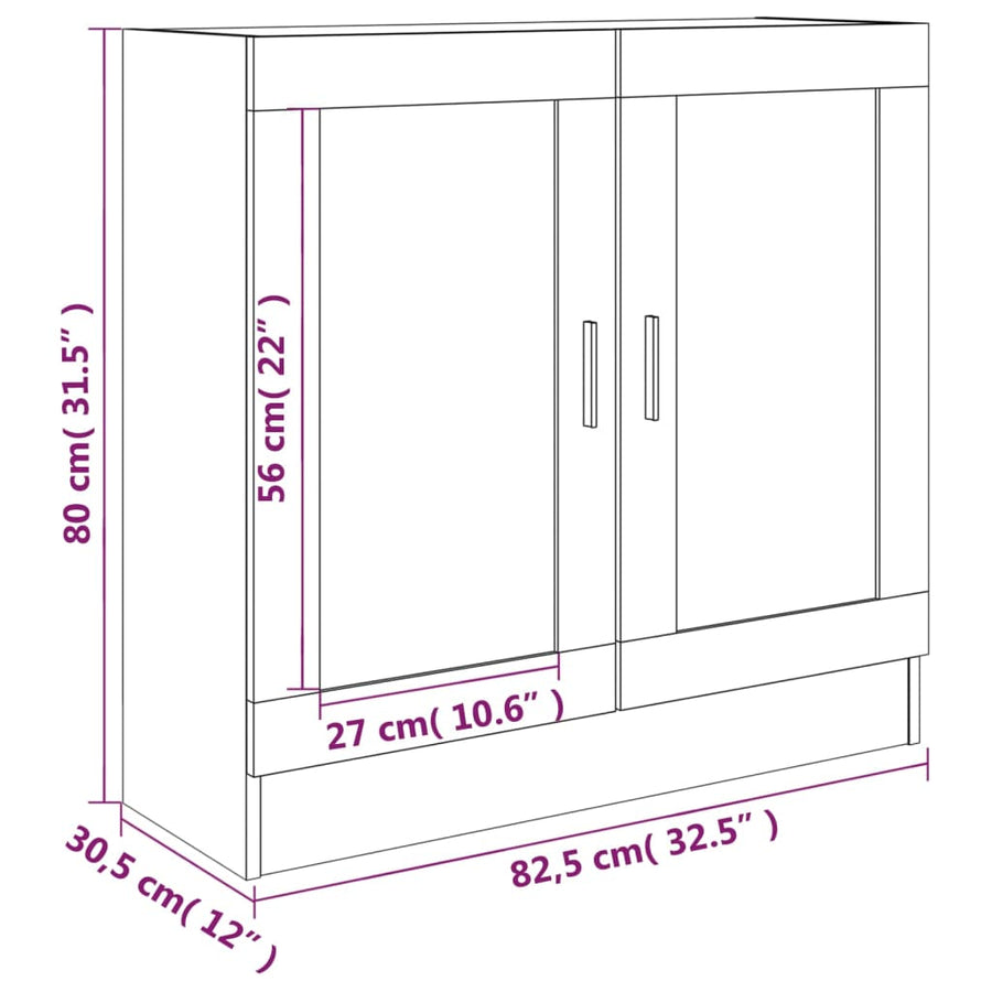 Vitrinekast 82,5x30,5x80 cm bewerkt hout gerookt eikenkleurig 82.5 x 30.5 x 80 cm Gerookt eiken