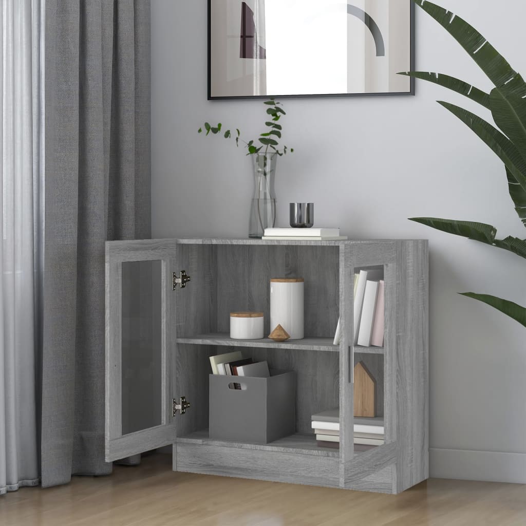 Vitrinekast 82,5x30,5x80 cm bewerkt hout grijs sonoma eiken 82.5 x 30.5 x 80 cm Grijs sonoma