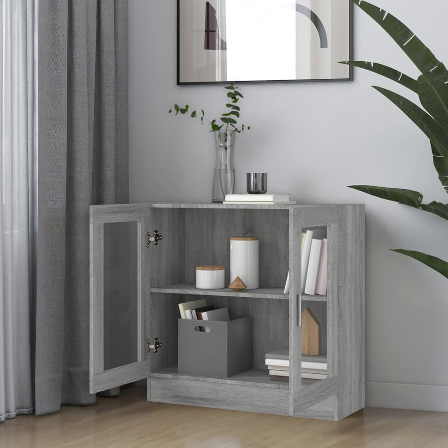 Vitrinekast 82,5x30,5x80 cm bewerkt hout grijs sonoma eiken 82.5 x 30.5 x 80 cm Grijs sonoma