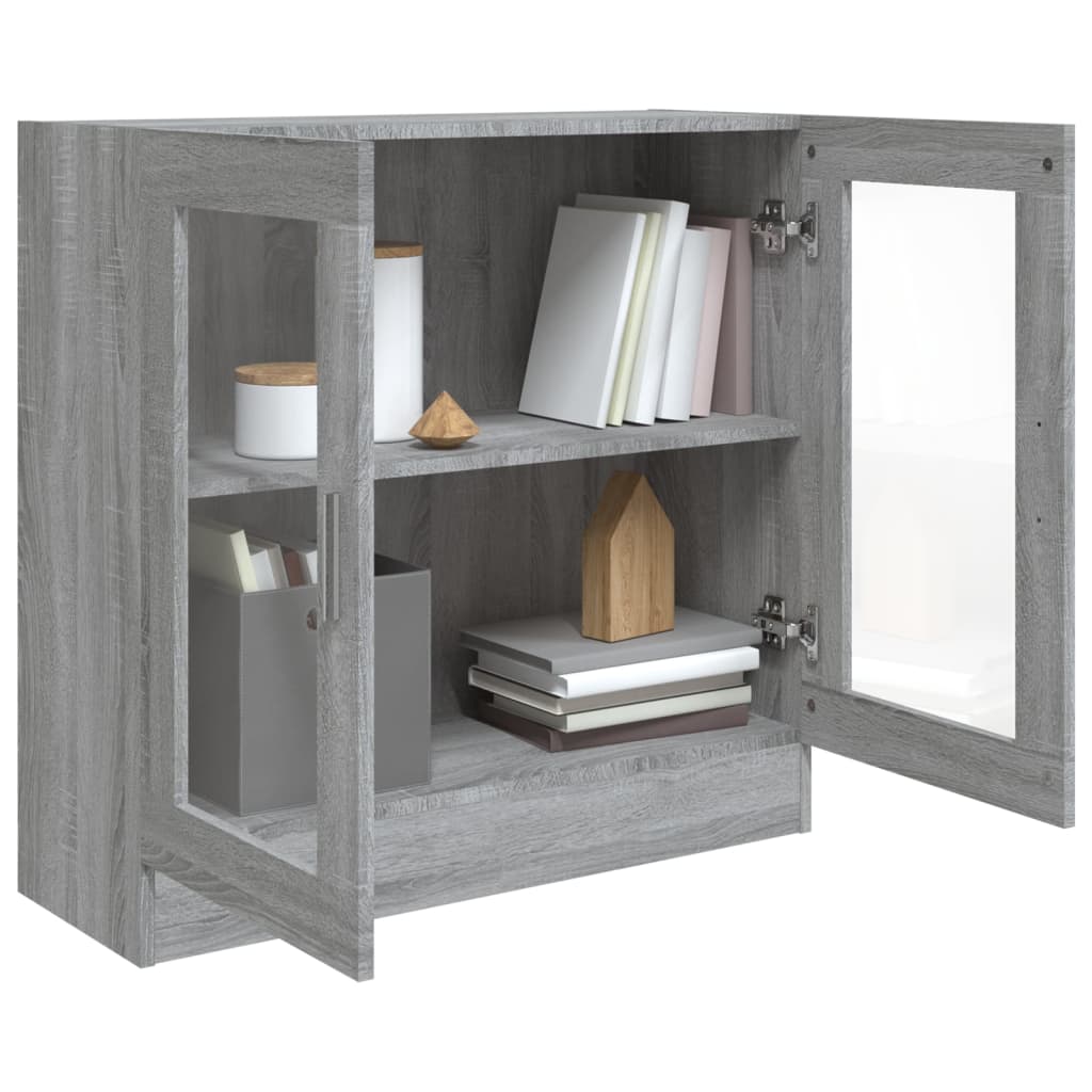 Vitrinekast 82,5x30,5x80 cm bewerkt hout grijs sonoma eiken 82.5 x 30.5 x 80 cm Grijs sonoma
