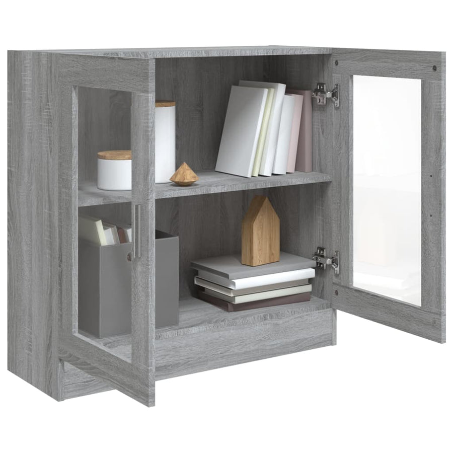 Vitrinekast 82,5x30,5x80 cm bewerkt hout grijs sonoma eiken 82.5 x 30.5 x 80 cm Grijs sonoma