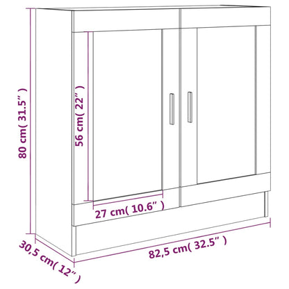 Vitrinekast 82,5x30,5x80 cm bewerkt hout grijs sonoma eiken 82.5 x 30.5 x 80 cm Grijs sonoma