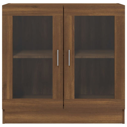 Vitrinekast 82,5x30,5x80 cm bewerkt hout bruin eikenkleur 82.5 x 30.5 x 80 cm bruin eikenkleur