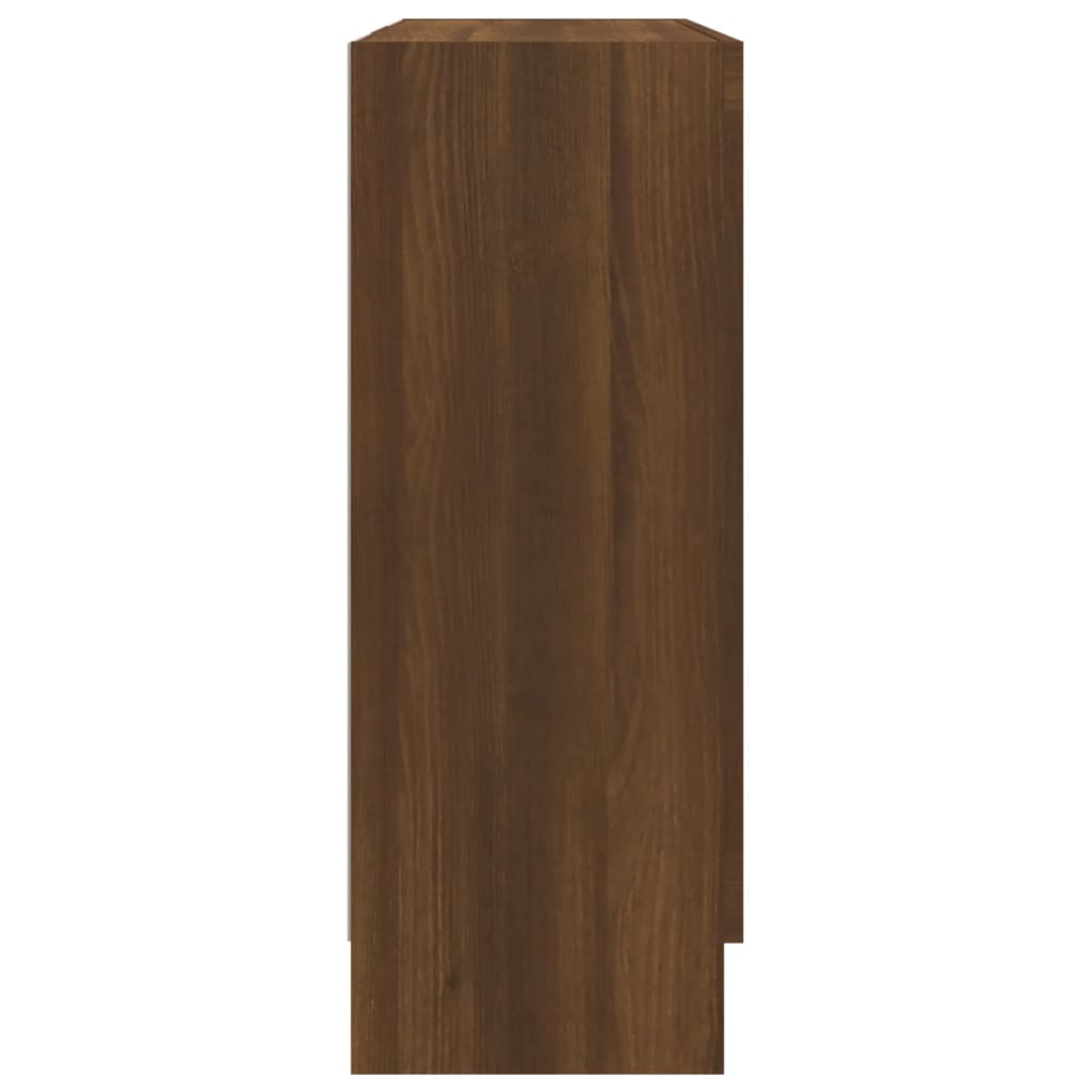Vitrinekast 82,5x30,5x80 cm bewerkt hout bruin eikenkleur 82.5 x 30.5 x 80 cm bruin eikenkleur