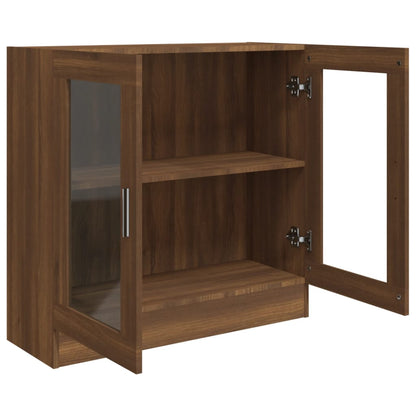 Vitrinekast 82,5x30,5x80 cm bewerkt hout bruin eikenkleur 82.5 x 30.5 x 80 cm bruin eikenkleur