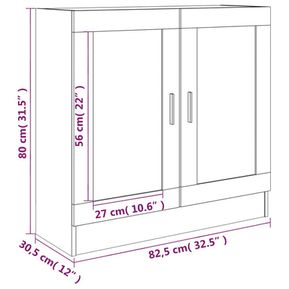 Vitrinekast 82,5x30,5x80 cm bewerkt hout bruin eikenkleur 82.5 x 30.5 x 80 cm bruin eikenkleur