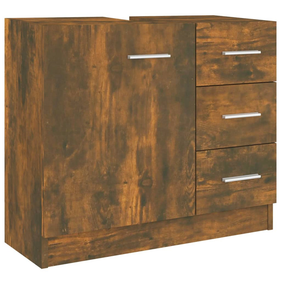 Wastafelkast 63x30x54 cm bewerkt hout gerookt eikenkleurig Gerookt eiken