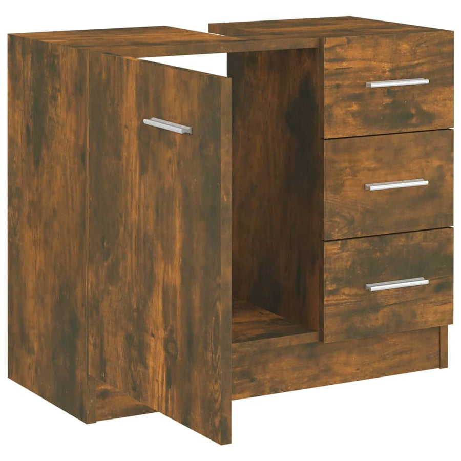 Wastafelkast 63x30x54 cm bewerkt hout gerookt eikenkleurig Gerookt eiken
