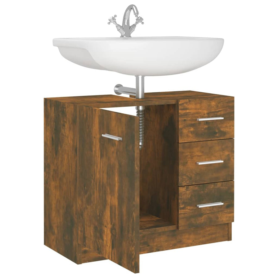 Wastafelkast 63x30x54 cm bewerkt hout gerookt eikenkleurig Gerookt eiken