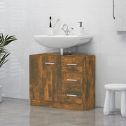 Wastafelkast 63x30x54 cm bewerkt hout gerookt eiken