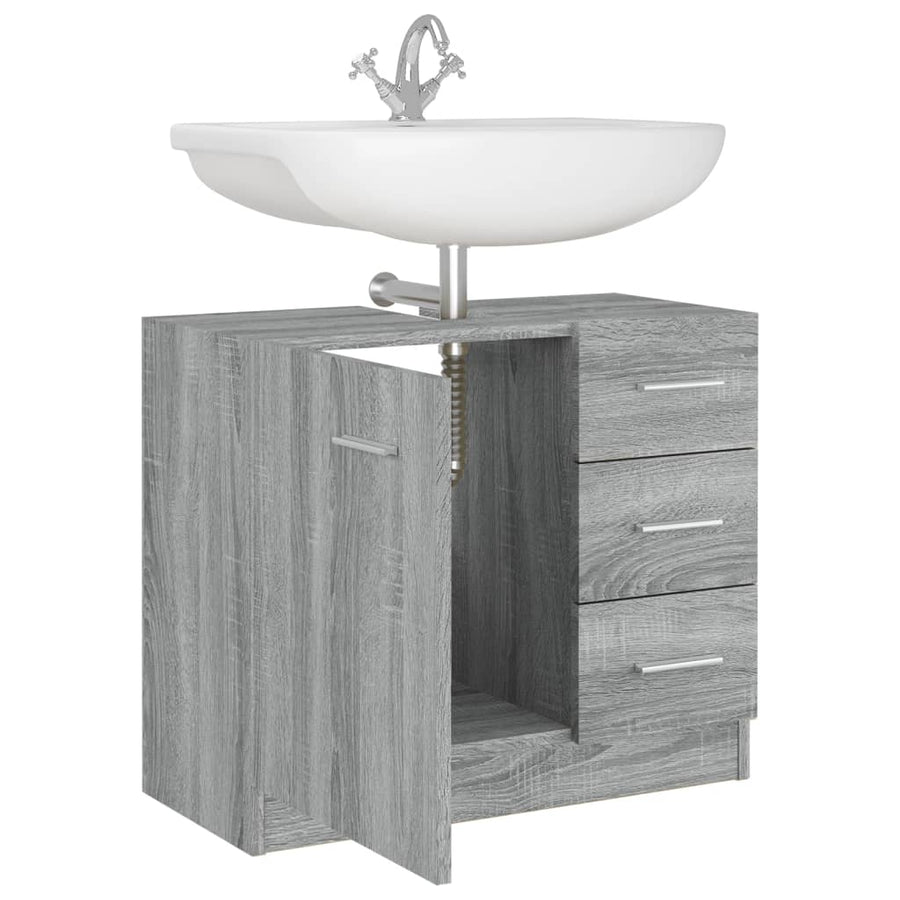 Wastafelkast 63x30x54 cm bewerkt hout grijs sonoma eikenkleurig Grijs sonoma