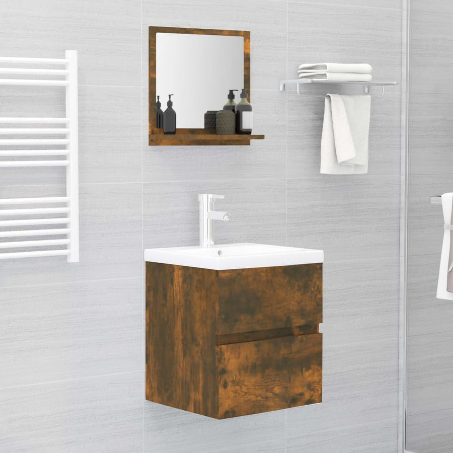 Badkamerspiegel 40X0,5X37 Cm Bewerkt Hout Kleurig Gerookt eiken 40 cm