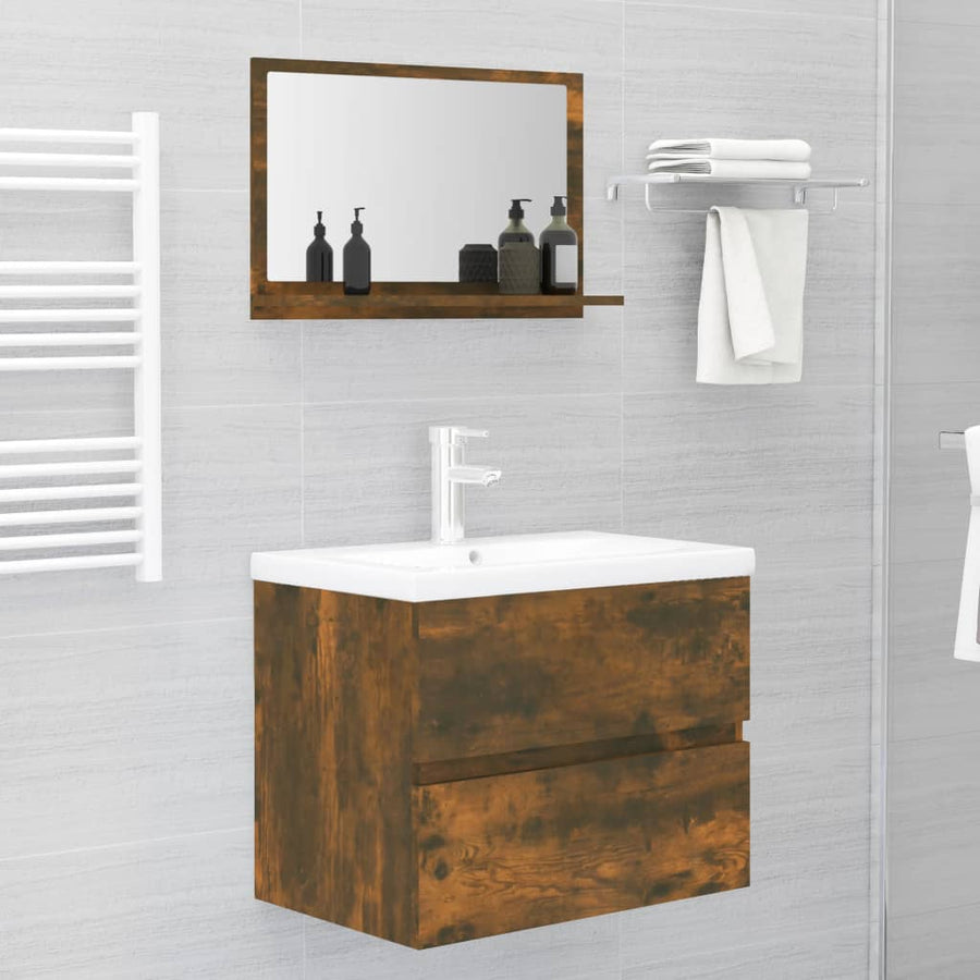 Badkamerspiegel 60X0,5X37 Cm Bewerkt Hout Kleurig Gerookt eiken 60 cm