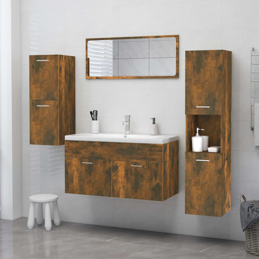 Badkamerkast 30X30X30 Cm Bewerkt Hout Kleurig Gerookt eiken