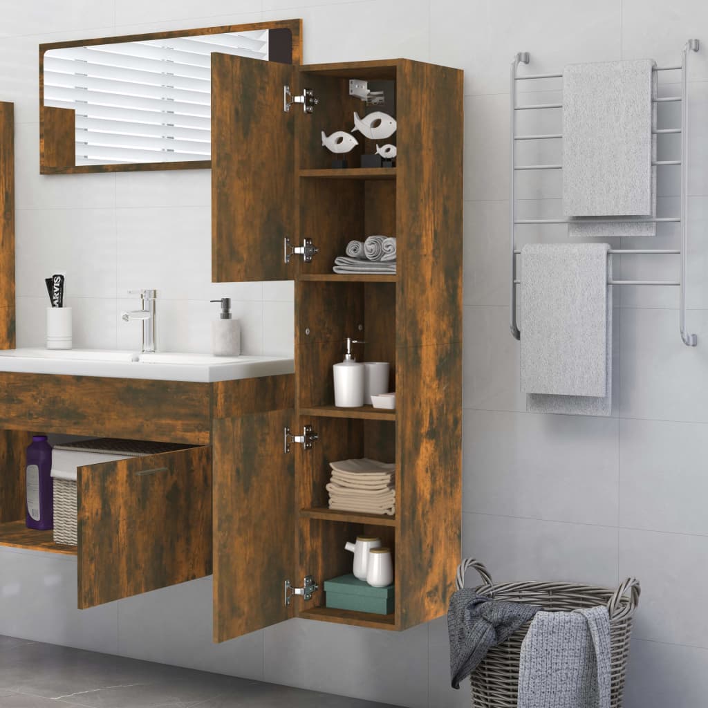 Badkamerkast 30X30X30 Cm Bewerkt Hout Kleurig Gerookt eiken