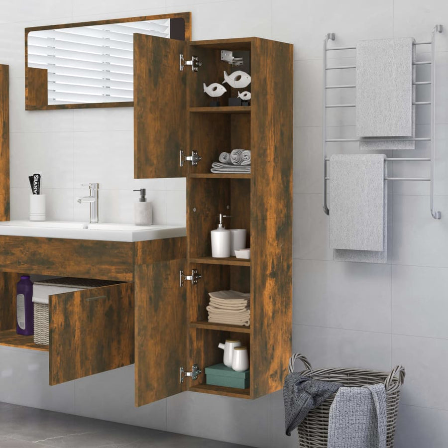 Badkamerkast 30X30X30 Cm Bewerkt Hout Kleurig Gerookt eiken