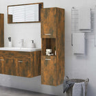 Bathroom cabinet 30x30x130 cm engineered wood smoked oak look