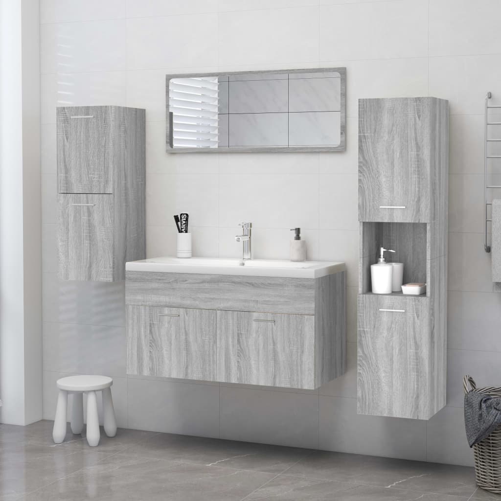 Badkamerkast 30X30X130 Cm Bewerkt Hout Grijs Sonoma Eikenkleur