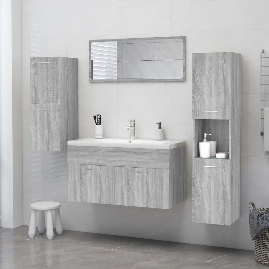 Badkamerkast 30X30X130 Cm Bewerkt Hout Grijs Sonoma Eikenkleur