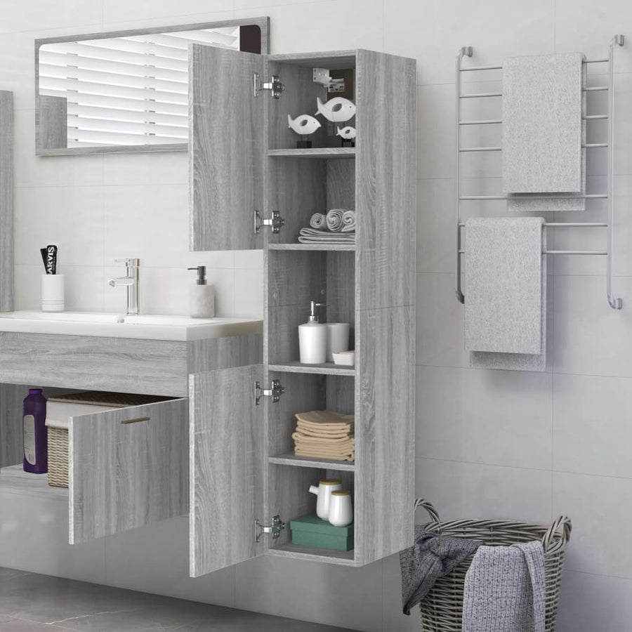 Badkamerkast 30X30X130 Cm Bewerkt Hout Grijs Sonoma Eikenkleur