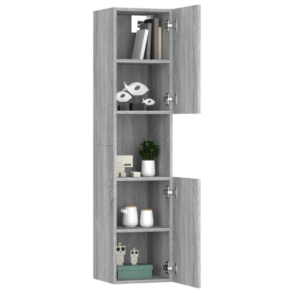 Badkamerkast 30X30X130 Cm Bewerkt Hout Grijs Sonoma Eikenkleur