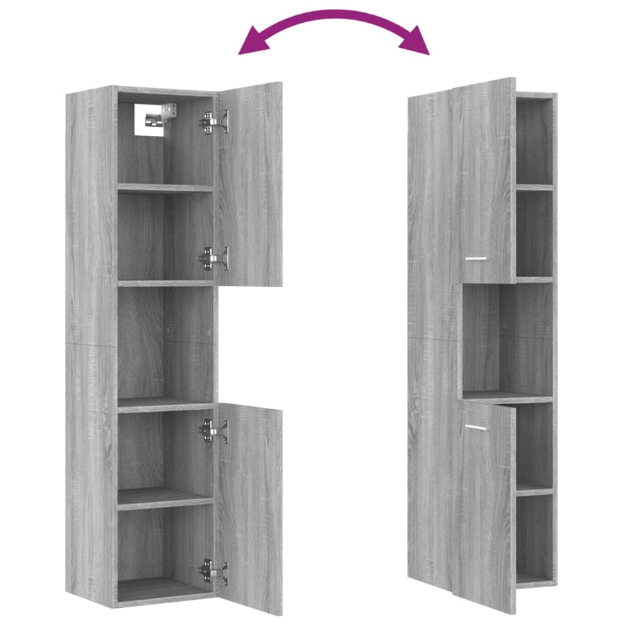 Badkamerkast 30X30X130 Cm Bewerkt Hout Grijs Sonoma Eikenkleur