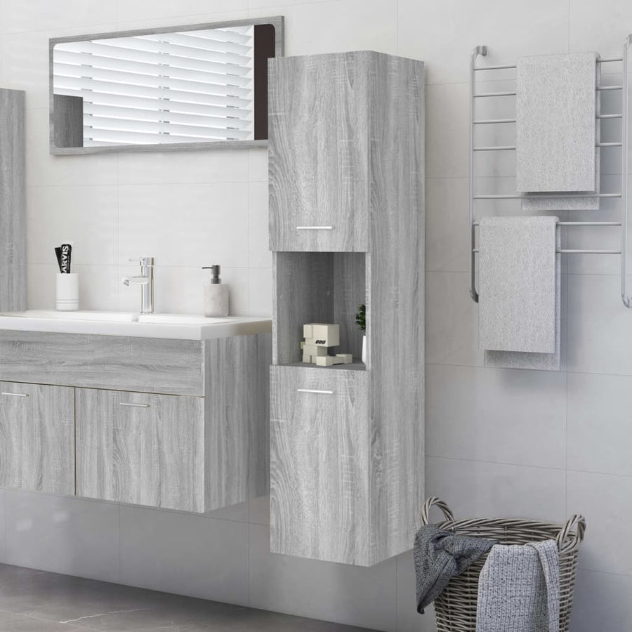 Badkamerkast 30X30X130 Cm Bewerkt Hout Grijs Sonoma Eikenkleur