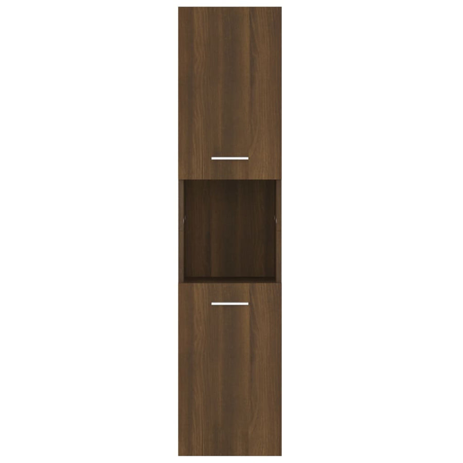 Badkamerkast 30x30x130 cm bewerkt hout bruin eikenkleur